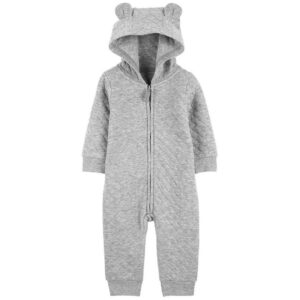 Carters Ropa Bebe Zip Up Conjunto Gris Jumpsuit 9m manga larga gris