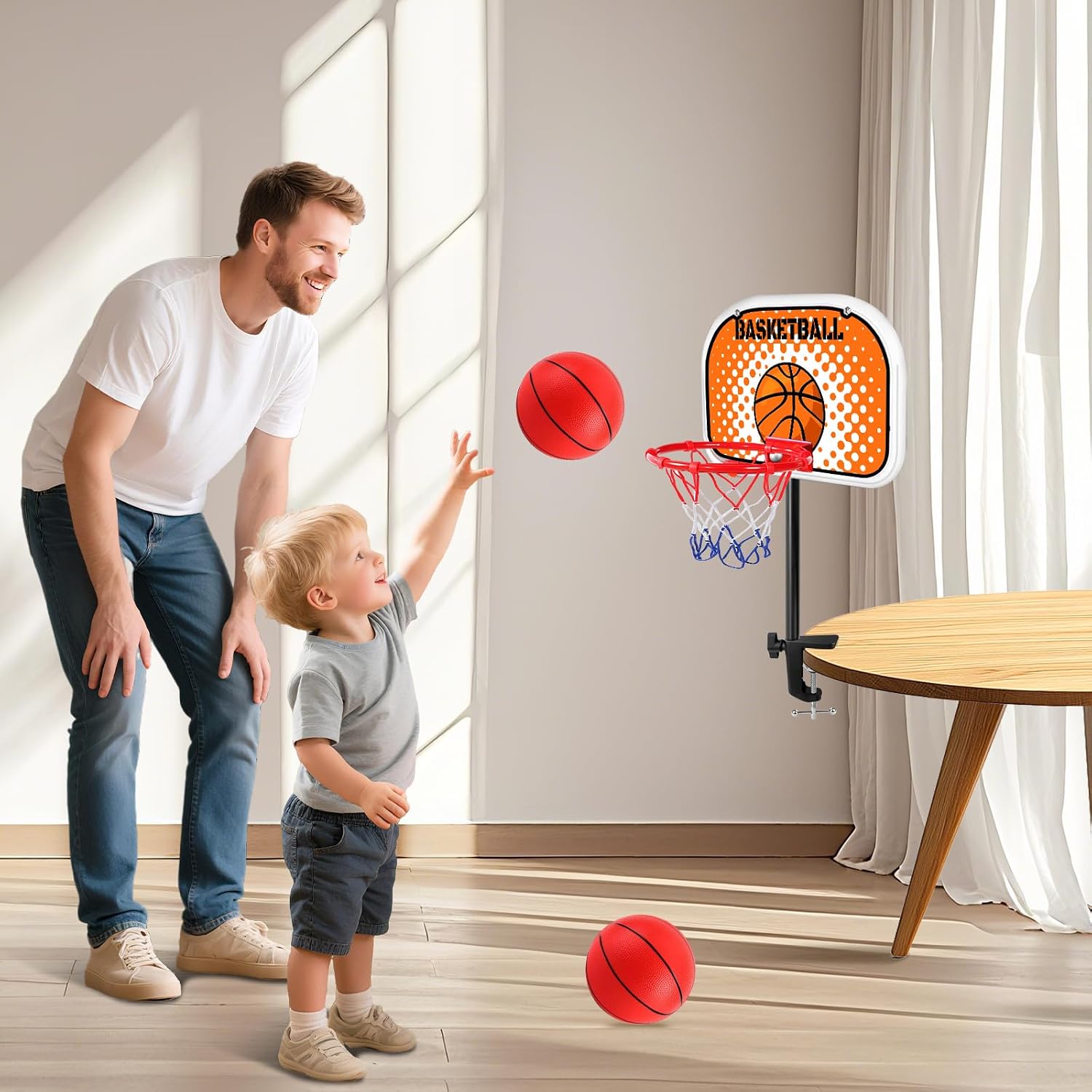 Mini canasta de basquetbol para escritorio juego con pelota y soporte - Imagen 4