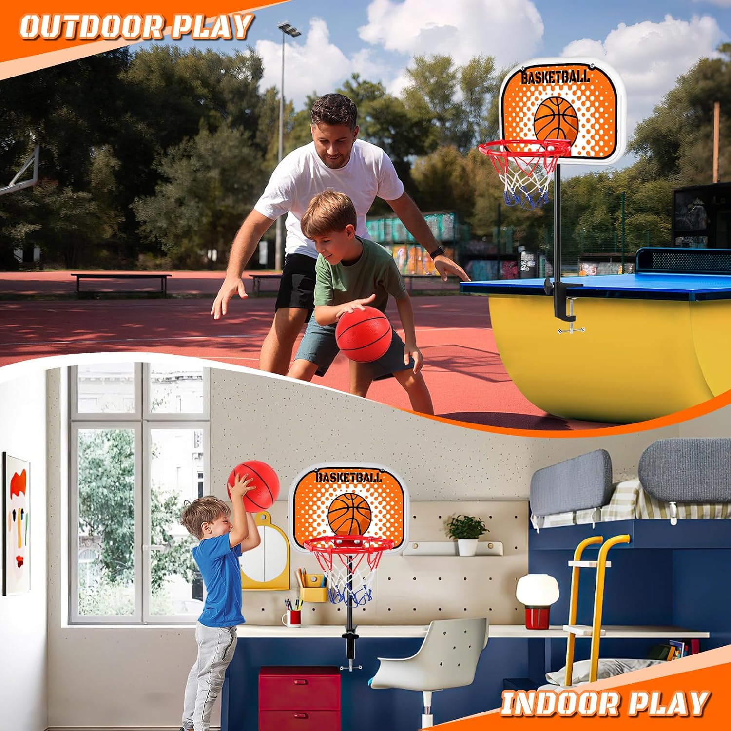 Mini canasta de basquetbol para escritorio juego con pelota y soporte - Imagen 5