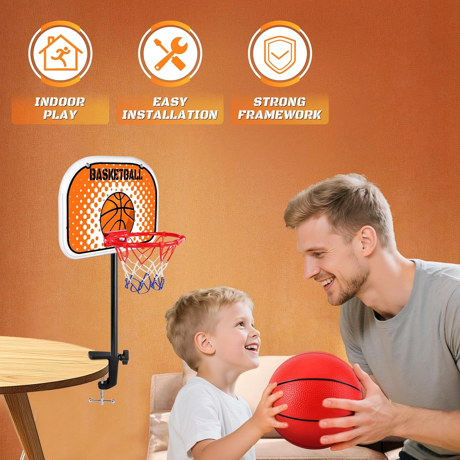 Mini canasta de basquetbol para escritorio juego con pelota y soporte - Imagen 6