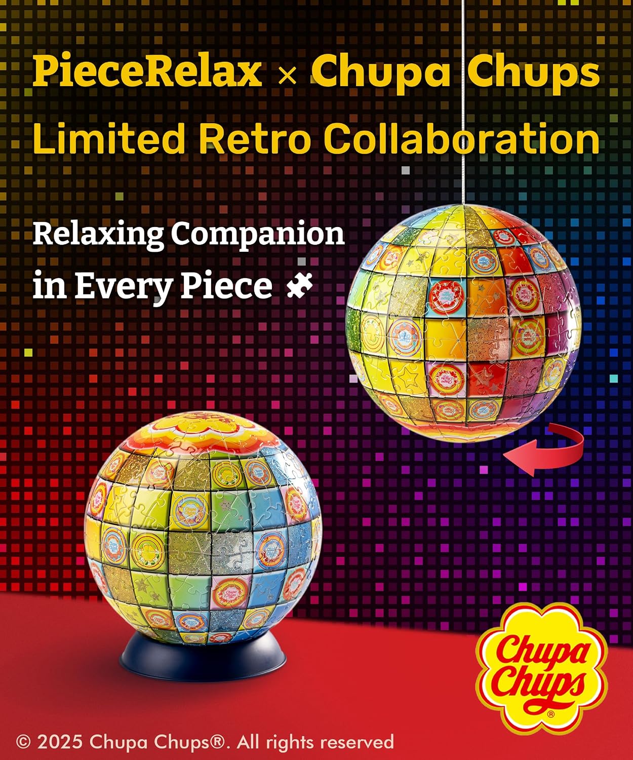 Chupa Chups X PieceRelax 3D Puzzle Ball 6-inch 240 Piezas - Image 2